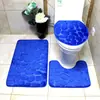 Juego de Tres Piezas de Terciopelo Coral para Inodoro Felpudo para Baño del Hogar Felpudo Antideslizante Entrada del Inodoro Felpudo de Piedra Pequeña tipo Guijarro
