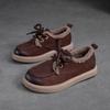 Shanghai Jiejie Nuevo Invierno Zapatos Planos de Algodón con Cordones Delanteros Color Retro Forro de Felpa Pulido Zapatos Cálidos Zapatos Casuales para Mujer