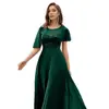 Elegante Vestido de Noite de Manga Curta 2026 Novo Verão Design Verde Vestido de Noite Transfronteiriço Moda Amazon Vestido Longo