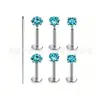 Stud de Oreja con Rosca Interna de Aleación de Titanio F136, Cuatro Garras, Zirconia, Forma de Corazón Cuadrado, Base Plana, Labret, Stud de Nariz, Set de Piercing Corporal