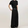 Calça pantalona plissada tridimensional, design solto, calça reta casual para primavera e outono, sem amassar, para homens e mulheres