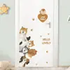 Adesivos de Porta de Animal Cachorro Torto Fofo de Desenho Animado Adesivos de Parede Autoadesivos Decoração de Sala de Estar Quarto Adesivos BR0895F