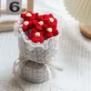 7 ramo de punto de lana flor pompón estilo campestre pequeño ramo para sostener ramo de tela tejida al por mayor