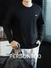 Bordado Inglés Camiseta de Manga Larga para Hombre de Algodón Modal de Lujo Ligero, Camiseta Casual de Alta Gama Amigable con la Piel para Primavera y Otoño