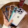 Para iPhone16promax funda de teléfono móvil con pegamento anti-caída 15 acrílico transparente 14 lente con chapado 11 cubierta protectora 12