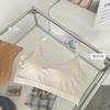 Nuevo top deportivo de seda de hielo de color liso con escote en el pecho, copa fija, de una pieza, sin aros, para niña, para verano