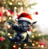 Colgante decorativo de elfo dinosaurio para árbol de Navidad nuevo transfronterizo, plano acrílico, decoración navideña para el hogar, regalo