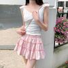 Falda Corta Rosa para Mujer 2026 Verano Nuevo Estilo Delgado Estilo Ballet Francés Falda de Pastel con Encaje, Impresionante y Elegante Falda Media JK