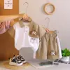 Ropa de Verano para Bebé 2026 Traje de Nuevo Estilo, Elegante Conjunto Casual de Dos Piezas con Cuello y Mangas Cortas para Niños, Ropa para Bebés y Niños Pequeños