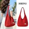 Bolso de punto rojo estilo coreano para salidas festivas, bolso de hombro de punto casual para la playa del verano 2026