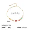 Tobillera Geométrica Personalizada Transfronteriza Europea y Americana Taina, Zirconia de Colores, Lujo Ligero, Sensación de Alta Gama, Joyería para el Pie que No se Desvanece al por Mayor