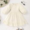 Novo Vestido Infantil Amazon 2026 com Toque de Luxo para Primavera, Verão e Outono, Vestido Princesa Branco de Algodão de Alta Qualidade para Crianças Mais Velhas