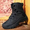 Botas de caminhada masculinas para exterior, adequadas para vendas transfronteiriças no AliExpress, disponíveis em tamanhos grandes, projetadas para forças especiais, duráveis e adequadas para treinamento e combate, direto do fabricante, cor preta