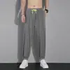Pantalones de Seda Helada para Hombre 2023 Verano Nuevos Rectos Plisados Tendencia de Moda Punto Mayorista Casual con Caída