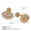 Aretes Mezcla de Estilos Transfronterizos Incrustados de Diamantes, Aretes de Acero de Titanio Impermeables para Perforación para Mujeres