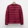 Chaqueta de Plumón Simple de Color Puro Pinghu Chixin Manga Corta Larga para Mujer Nueva Moda Cuello Redondo Plumón de Pato Chaqueta de Otoño e Invierno