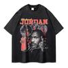 Comércio exterior atacado T-shirt de manga curta letra retro escura masculina e feminina ins moda lavada Old T-shirt de meia manga top