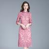 Shenzhen Vestido de Alta Gama Malla Bordada Marca Talla Grande Mediana Edad y Anciana Suegra Banquete de Boda Suegra Venta al por Mayor