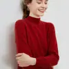 Suéter de Lana 100% Merino Australiano de Primera Línea Listo para Usar para Mujer, Tejido de Cuello Medio Alto, Capa Base de Color Sólido, Suéter Fino de Lana