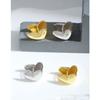 Pendientes de plata de ley S925 con forma de corazón grande, estilo coreano INS, diseño de lujo, minimalistas, versátiles, geométricos, con textura para mujer