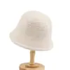 Novo chapéu de pescador de tricô oco com mistura de lã para outono e inverno para mulheres, faz o rosto parecer menor, versátil e quente, chapéu bucket da moda estilo coreano