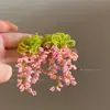 Pendientes de Borla de Flor de Tela del Jardín de Monet Temperamento Súper Hada Más Fáciles de Combinar Pendientes Moda de Nicho Pendientes de Alta Gama para Mujer
