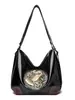Nova Bolsa de Mão Jixiang Transfronteiriça para Mulheres, Grande Capacidade, Bolsa de Ombro Simples Retrô, Bolsa Transversal de Balde de Nicho