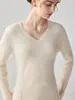 Suéter de cashmere com decote em V para mulheres, 100% cashmere puro de cabra, novo suéter de malha slim fit para outono e inverno