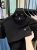 Camiseta casual versátil de verano para hombre, estilo nuevo, de alta gama, holgada, transpirable, de cuello redondo, hecha de seda de morera y seda de hielo