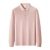 Camisa Polo de Manga Larga de Fibra Larga Algodón Puro Unisex Color Sólido Cuello Camisero Camiseta Primavera y Otoño Ropa de Trabajo Formal