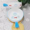 Venta Directa de Fábrica Tazón de Cerámica con Mango de Dibujos Animados Vajilla de Cerámica de Alto Valor para el Hogar Apto para Microondas Tazón para Huevo al Vapor Pintado a Mano
