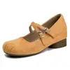 7 cm Sensación Cómoda~Temporada Primavera 2026 Zapatos Mary Jane para Mujer de Estatura Baja que Aumentan la Altura con Tacones Gruesos, Suelas Suaves, Boca Baja y Zapatos Planos Estilo Abuela