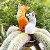 Figuras de Zorro al por Mayor, Zorros de Nueve Colas de Pelo Largo, Accesorios Decorativos para Suculentas, Macetas de Cactus Impermeables y Resistentes al Sol para Paisajismo de Jardín