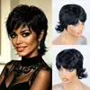 Xinhua WigsNuevo modelo transfronterizo unisex pelo corto cola de lobo hacia arriba peluca de fibra sintética completa