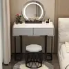 Tocador para apartamentos pequeños, dormitorio estrecho y compacto, estilo minimalista moderno, lujo ligero, gama alta, con escritorio de losa de roca y tocador integrado