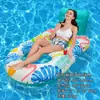 Nova Cadeira de Lounge Flutuante Amarela em Formato de Limão com Rede Transfronteiriça, Cama Flutuante Inflável para Piscina, Boia Hamaca