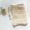 Algodão Linho Natural Espuma Rede Saco de Sabão Râmia Saco de Espuma Rede de Espuma Saco com Cordão para Pendurar Saco de Sabão Esfoliante