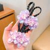 Peruca Roxa Culomi Infantil com Trança Flor na Cabeça Rabo de Cavalo Menina Flor na Cabeça Elástico de Cabelo Acessórios de Cabelo Doces para Meninas