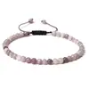 Joyería Europea y Americana Más Vendida Pulsera de Bolas Finas de 4 mm Trenzada Ajustable Piedra Natural Semipreciosa Pulsera de Bolas de Yoga