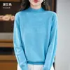 Nuevo suéter de punto hueco para mujer de otoño e invierno, jersey sin costuras de manga larga con cuello semi-alto, perfecto como capa base