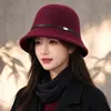 2026 Principios de Invierno Sombrero de Fieltro de Lana Estilo Lujo Silencioso de Gama Alta para Mujer Estilo Retro Francés Británico Adelgazante para la Cara Versátil Sombrero de Pescador