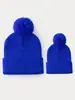 Gorro de Punto con Bola de Pelo Europea y Americana para Mujer Otoño e Invierno Gorro de Lana Color Caramelo Caliente para Exteriores Engrosado Gorro de Tejer Se Puede Personalizar con Logo