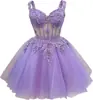 Vestido de Noite Europeu e Americano Transfronteiriço Renda Pesada Bordada Alça Fina Corset Saia Curta Bufante Vestido para Festa de Banquete para Mulheres