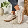 2026 Transfronterizo Tallas Grandes Mujer Planos Color Sólido Forrados de Borrego Engrosados Cálidos Invierno Nuevos de Comercio Exterior Mujer Zapatos Cálidos de Algodón