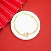 Guofeng Vintage Leve Luxo Óleo Pingado Deus da Riqueza Quadrado Chanfrado Grão de Madeira Antigo Vietnamita Areia Dourada Pulseira de Contas Elegante Pulseira Versátil