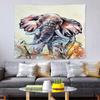Tapeçaria de Parede com Estampa Digital Europeia e Americana de Elefante Pintura a Óleo, Manta Cobertor de Sofá de Luxo Leve, Arte de Parede Decorativa para Quarto e Sala de Estar