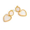 Pendientes de Acero Inoxidable con Perlas Transfronterizos, Estilo Gota de Agua Irregular con Forma de Corazón, Joyería de Celebridad de Internet Moderna y Elegante, Pendientes de Botón Simples para Mujer