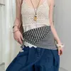Lenço de Cintura Retro Color Block com Bolinhas e Barra Fluida para Mulheres, Combinado com Jeans, Usado em Camadas com um Tomara-que-Caia, Lenço de Seda Respirável e Acessório de Cinto de Cintura