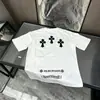 Camiseta Casual de Manga Corta con Bordado de Moda, Diseño Cruzado de Estilo Americano, Nueva, Moderna, Versátil, Holgada, Cuello Redondo