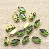 10 Piezas de Strass de Garra Cosidos a Mano de Ojo de Caballo Pequeño de 4x8mm con Base Dorada y Agujeros para Decoración de Zapatos y Cuellos de Ropa, Botones de Strass para Bolsos